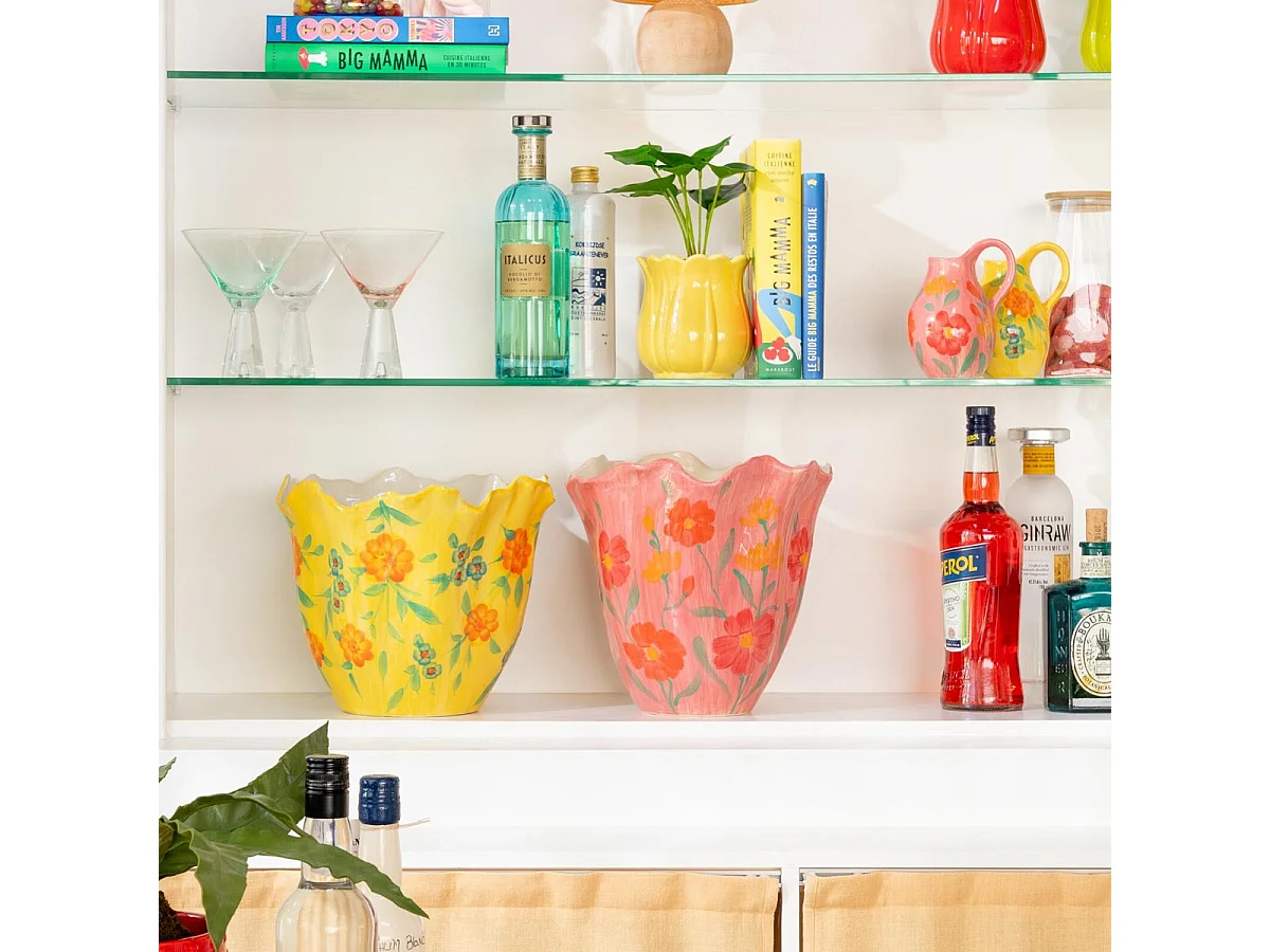 Vase Déco Fleurs en Argile "Alegria" 32cm Rose