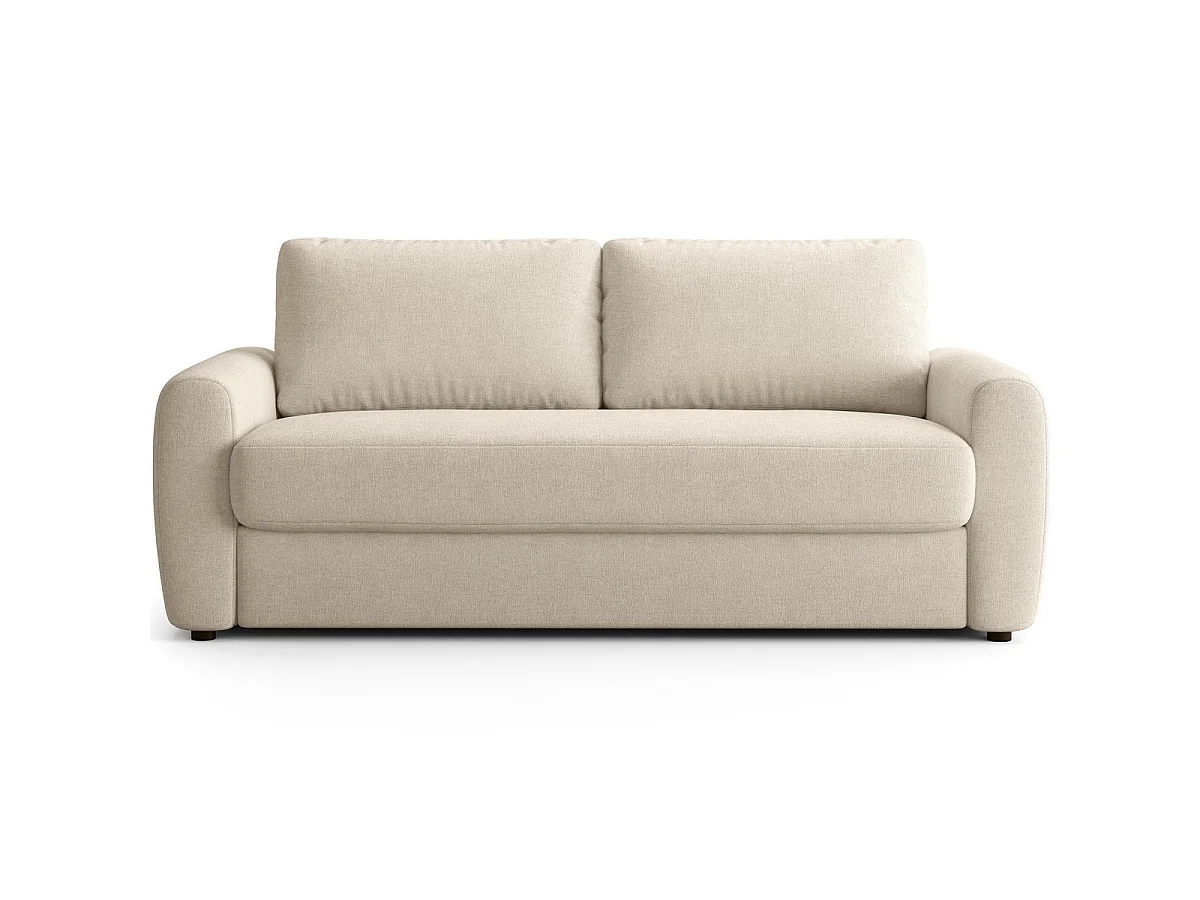 Canapé droit convertible 3 places en tissu chenille beige - ouverture express - Salvia