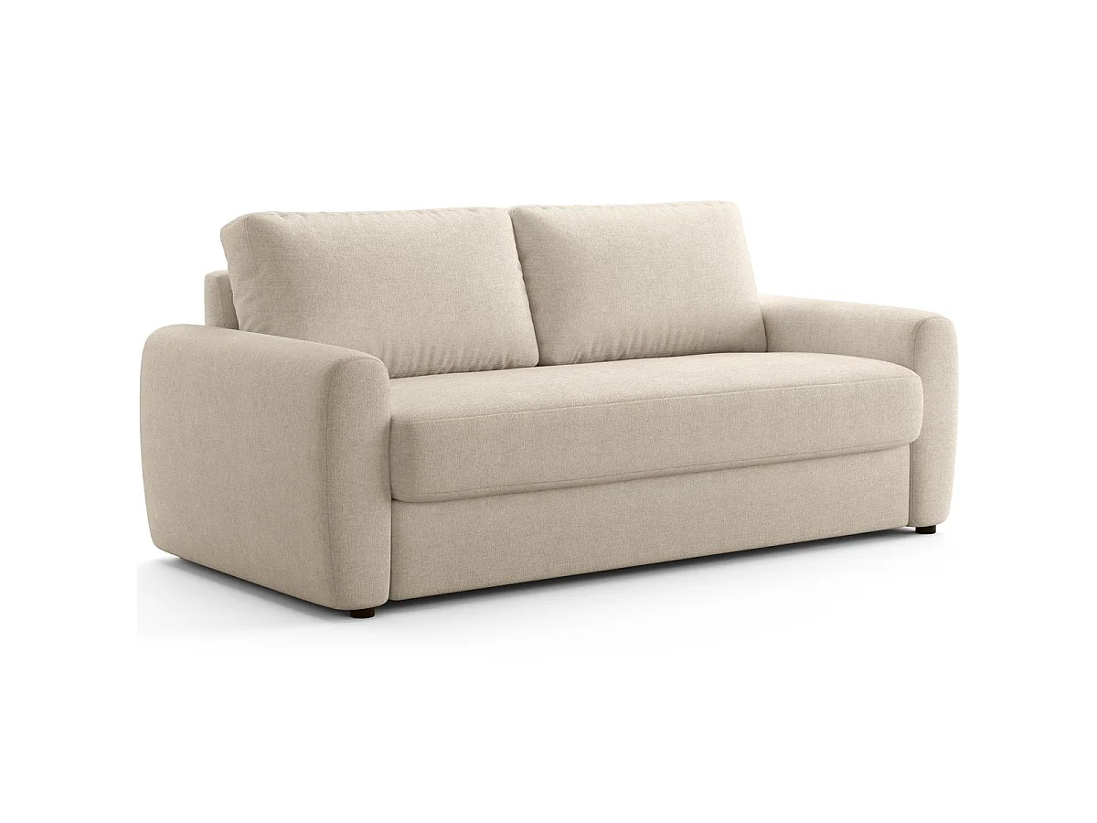 Canapé droit convertible 3 places en tissu chenille beige - ouverture express - Salvia