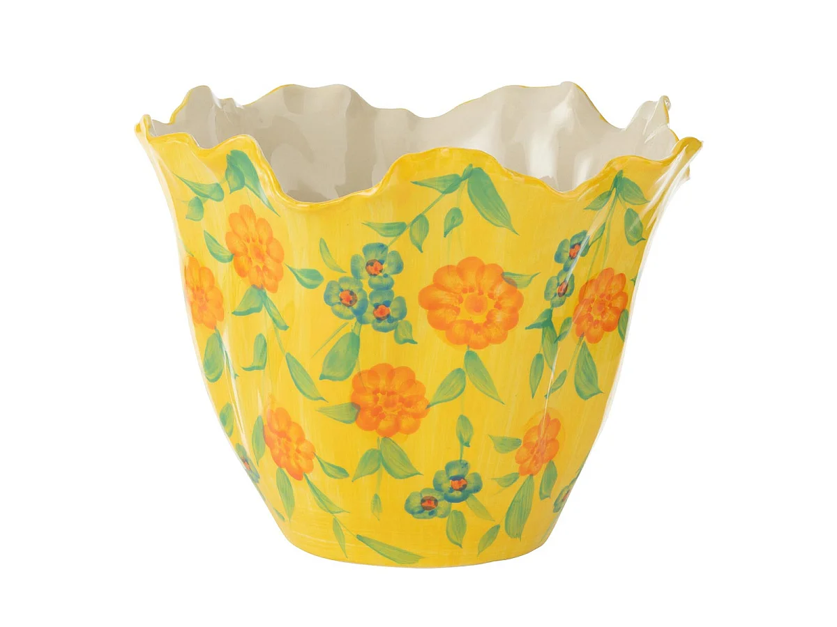 Vase Déco Fleurs en Argile "Alegria" 32cm Jaune