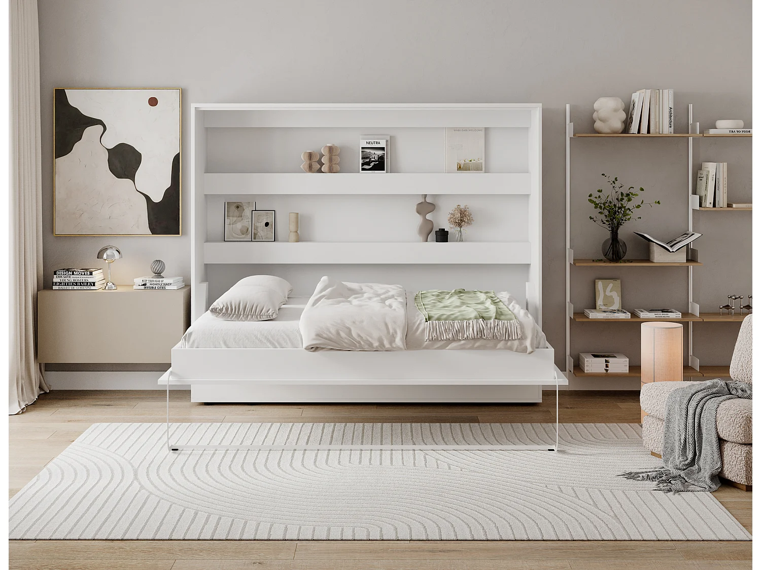 Fällsäng 140x200 horisontell sängbotten ingår Devon Vit