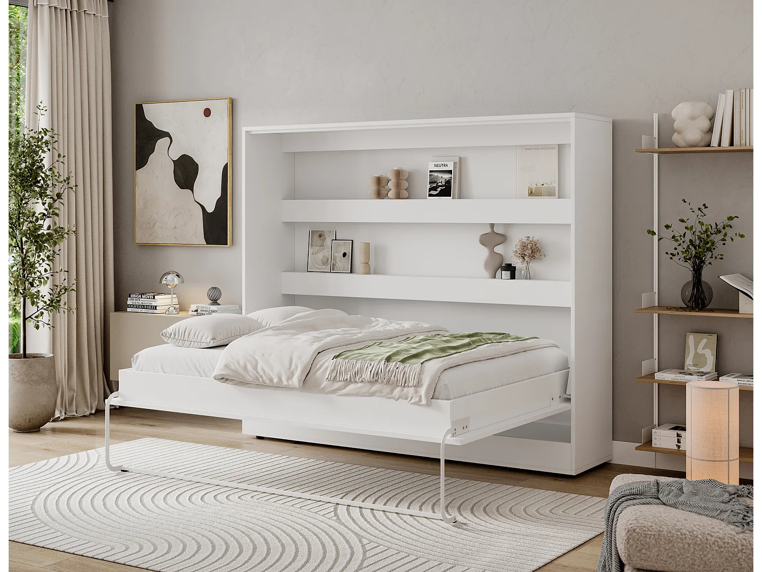 Fällsäng 140x200 horisontell sängbotten ingår Devon Vit