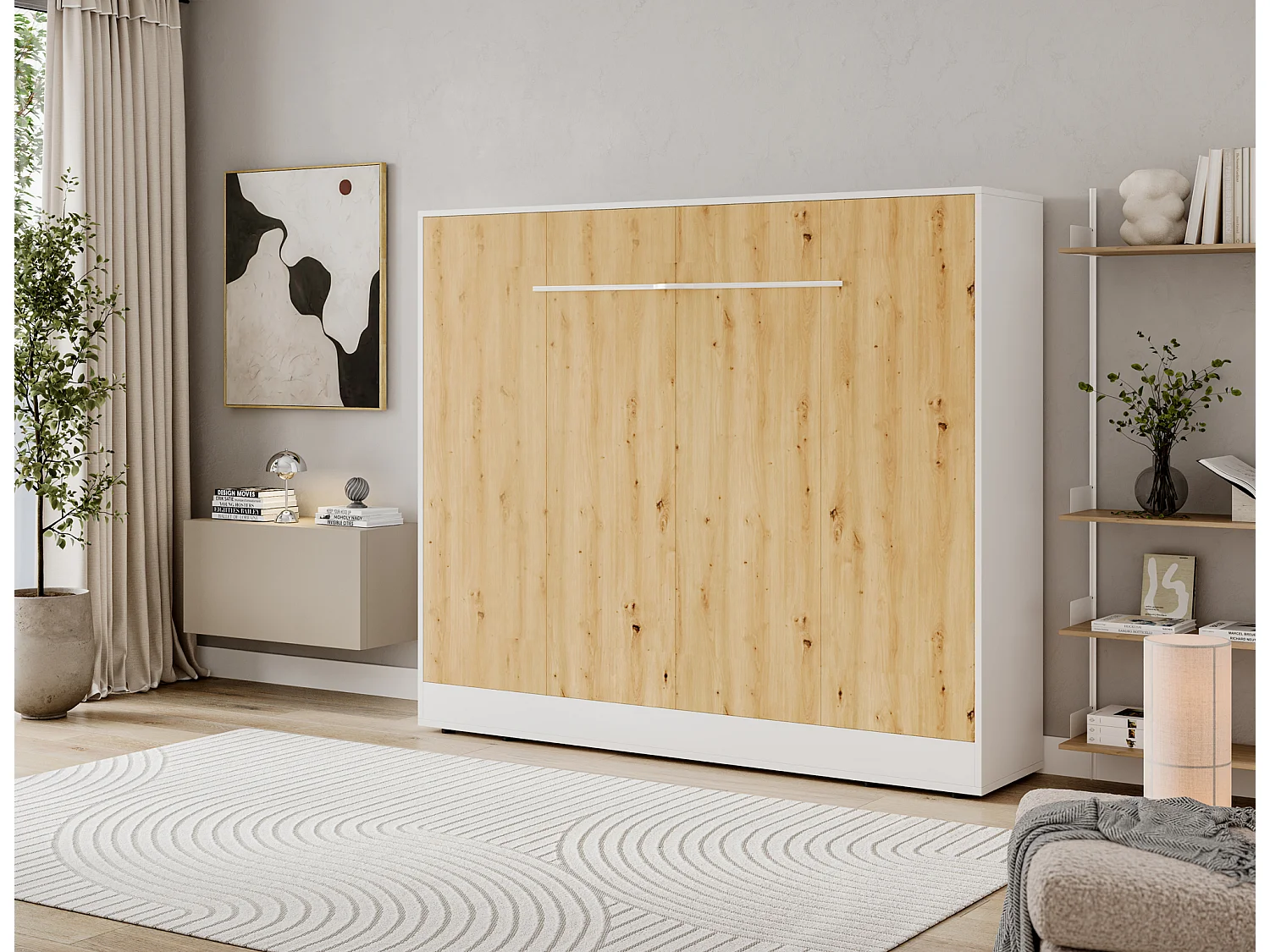 Fällsäng 160x200 horisontell sängbotten ingår Devon Vit och Trä