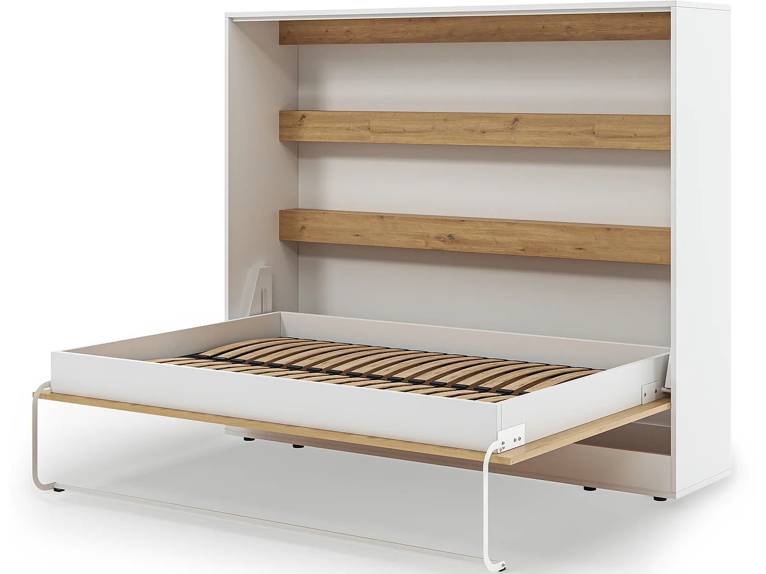 Fällsäng 140x200 horisontell sängbotten ingår Devon Vit och Trä