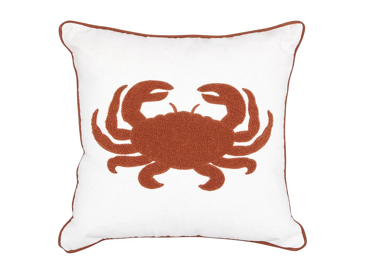 Coussin Déco Brodé "Océania" 45x45cm Blanc