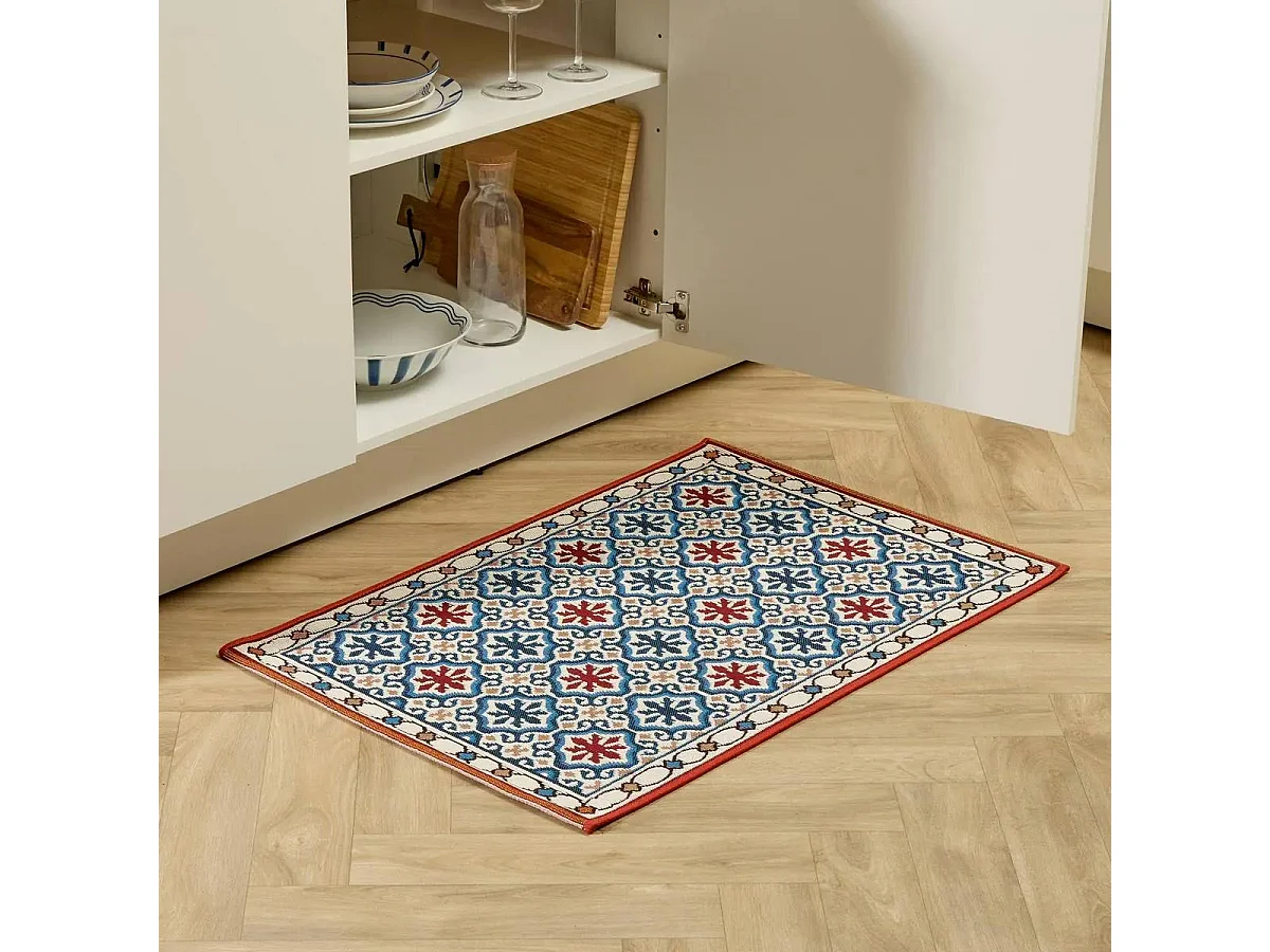 Tapis de Cuisine Antidérapant "Océania" 60x90cm Bleu