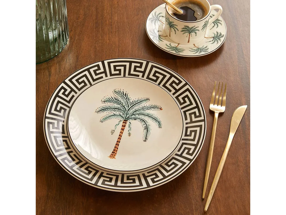 Lot de 6 Assiettes Plates "The Palm Resort" 26cm Noir
