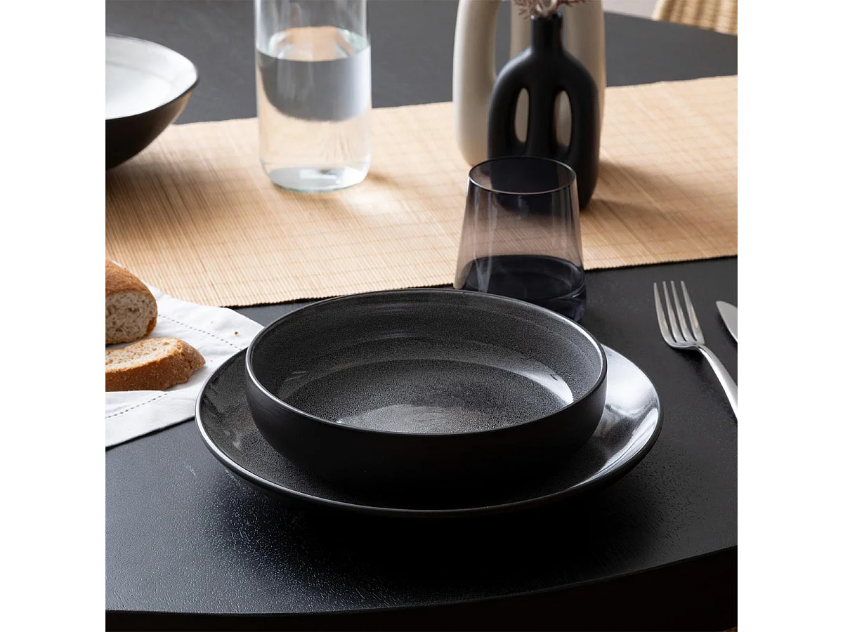 Lot de 6 Assiettes Creuses "Diane" 21cm Gris Foncé