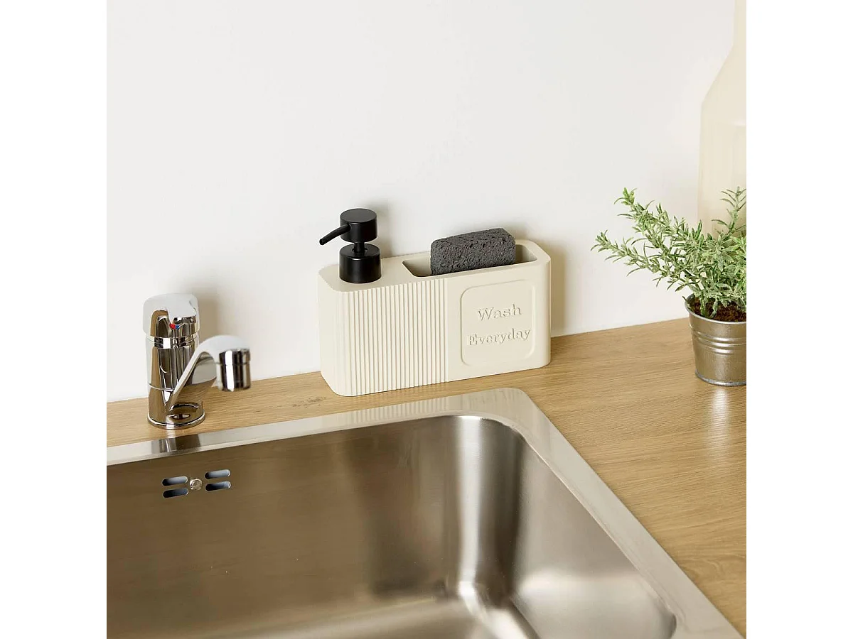 Distributeur de Savon Avec Éponge "Terra" 19cm Argile