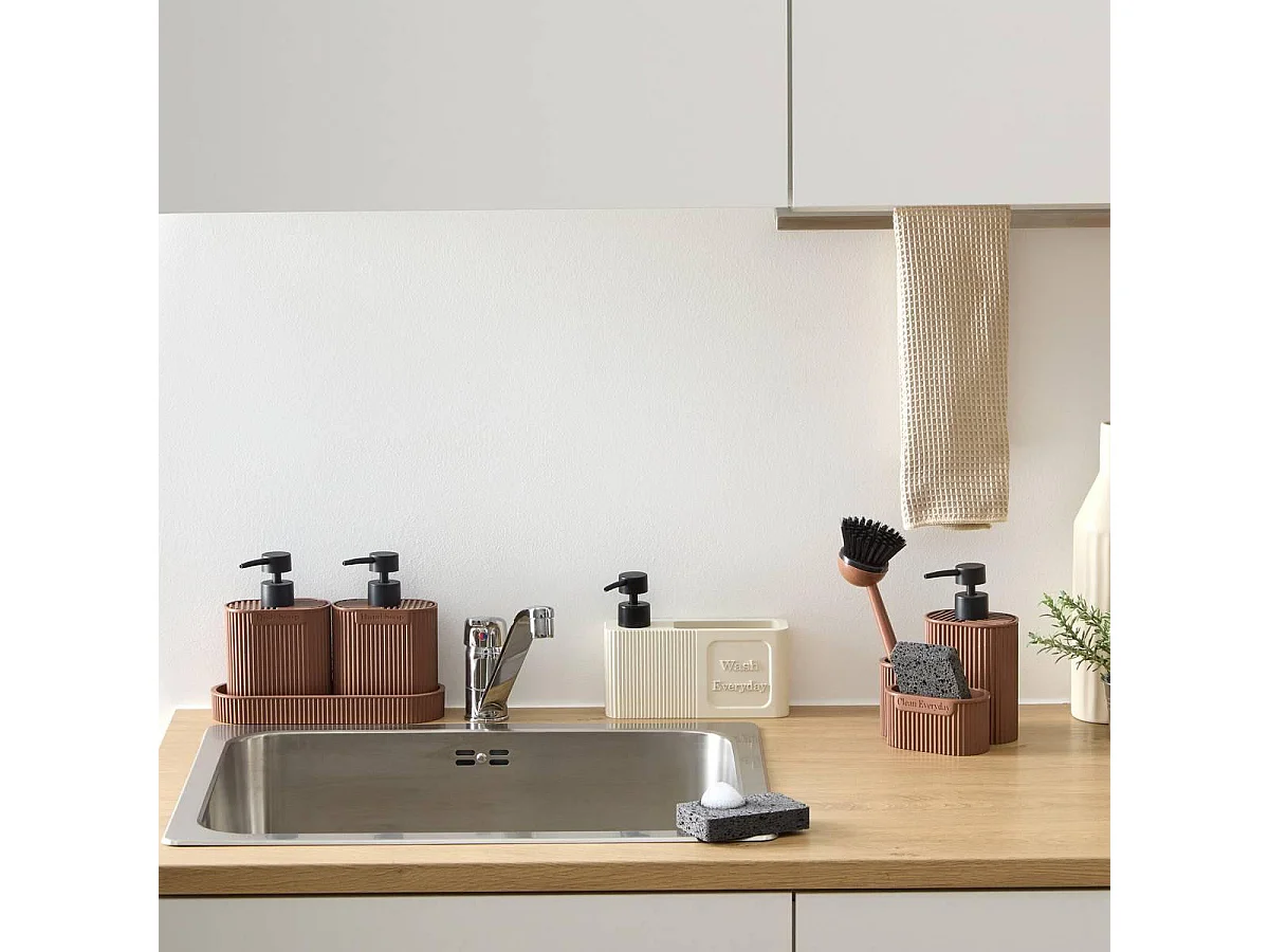 Distributeur de Savon Avec Éponge "Terra" 19cm Argile