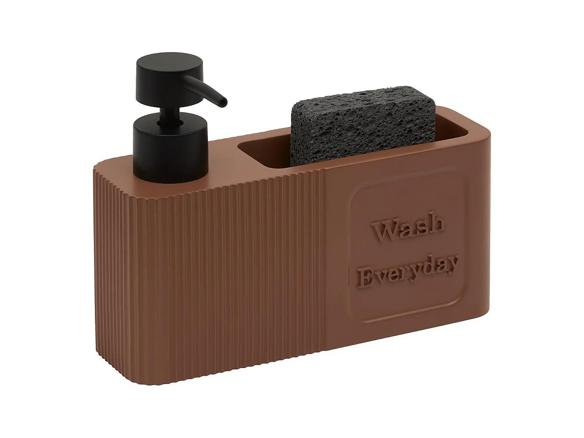 Distributeur de Savon Avec Éponge "Terra" 19cm Marron