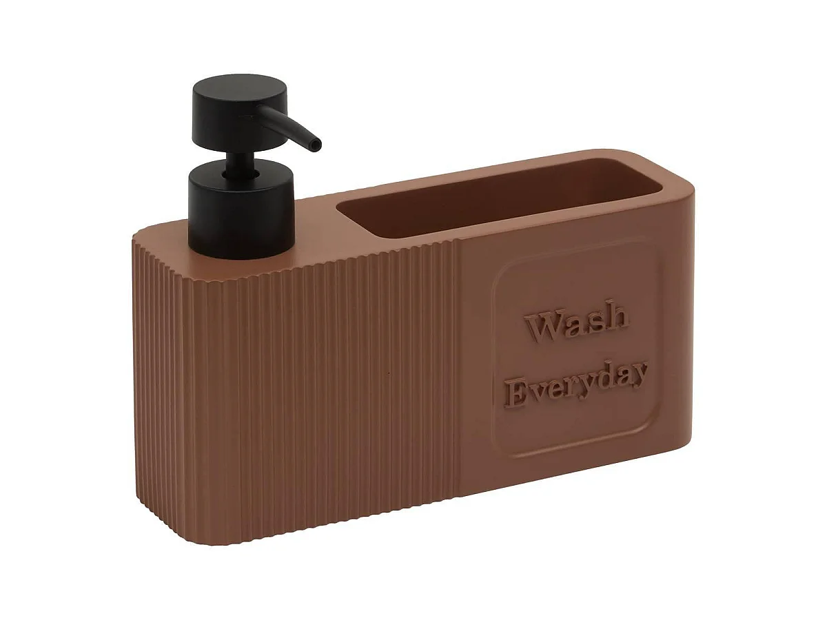 Distributeur de Savon Avec Éponge "Terra" 19cm Marron