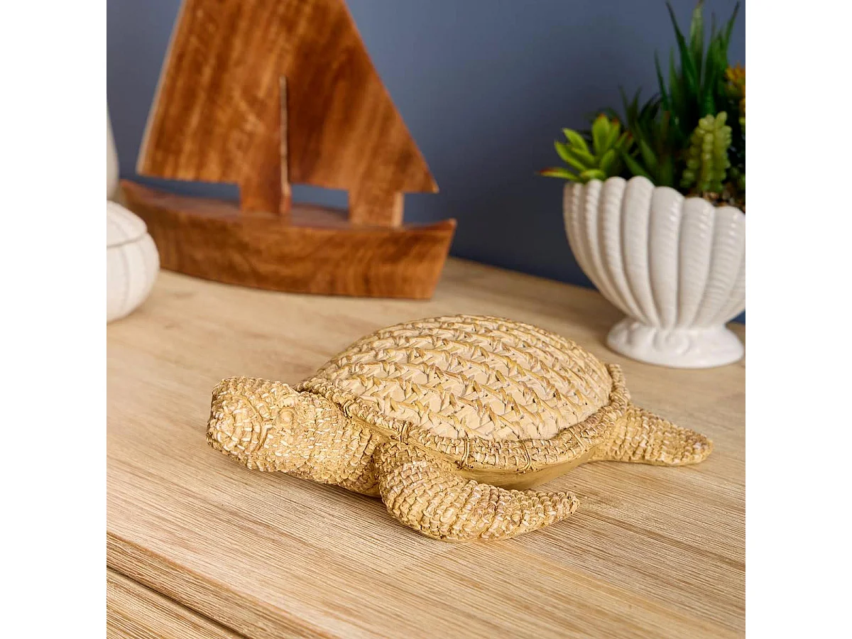 Statuette Tortue Déco "Océa" 24cm Beige