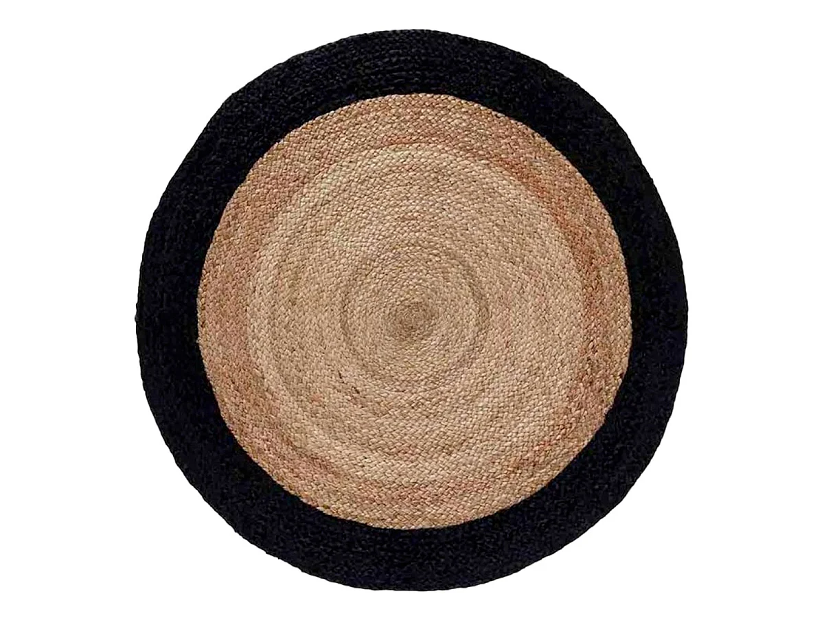 Tapis Rond Déco en Jute "Salem" 90cm Noir