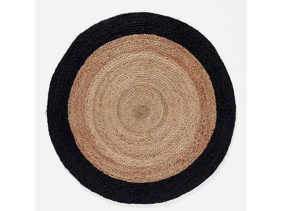 Tapis Rond Déco en Jute "Salem" 90cm Noir