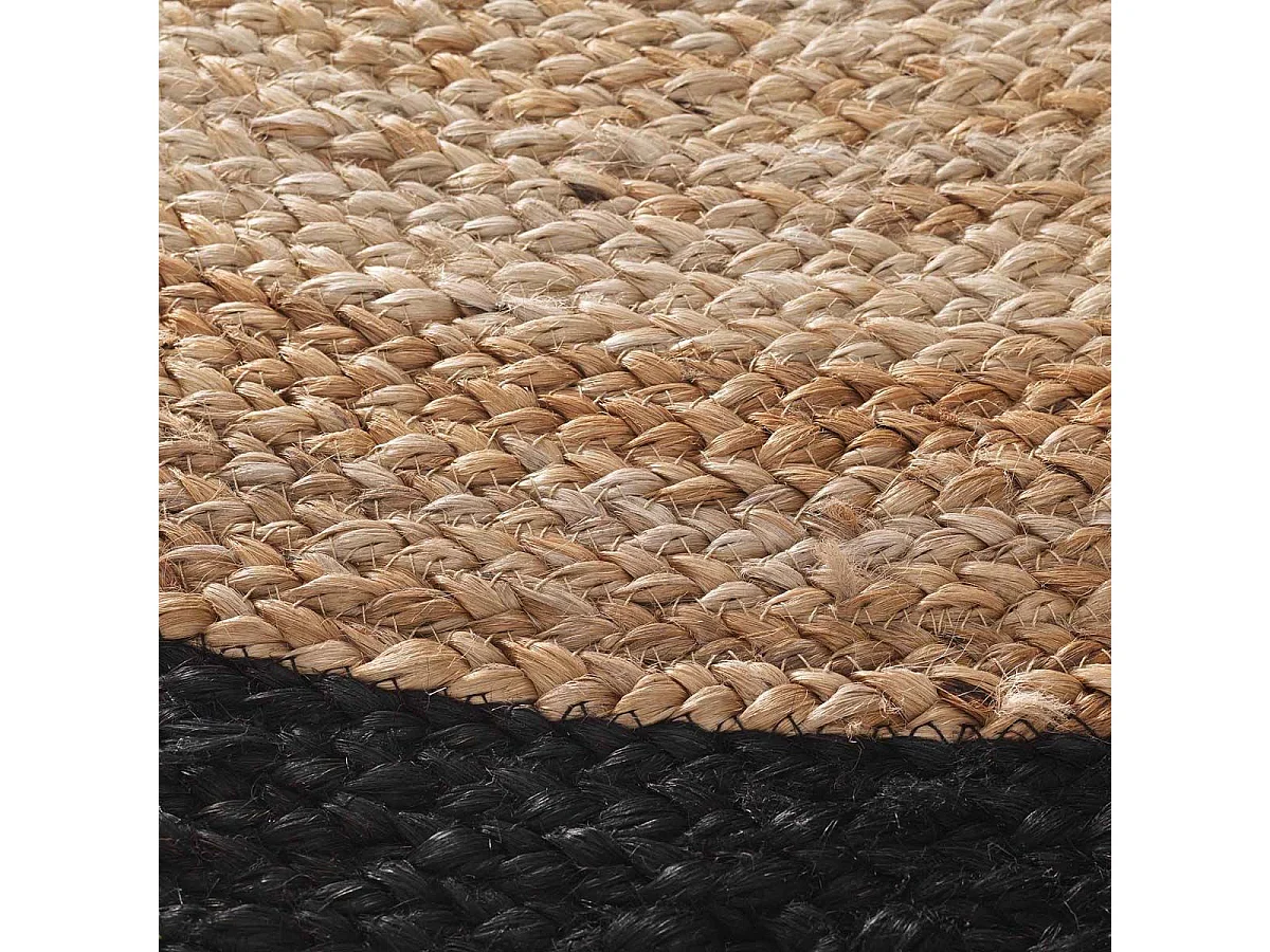 Tapis Rond Déco en Jute "Salem" 90cm Noir