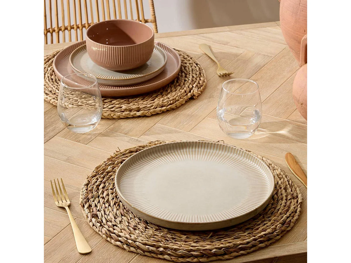 Lot de 6 Assiettes Plates "Chloe" 27cm Beige