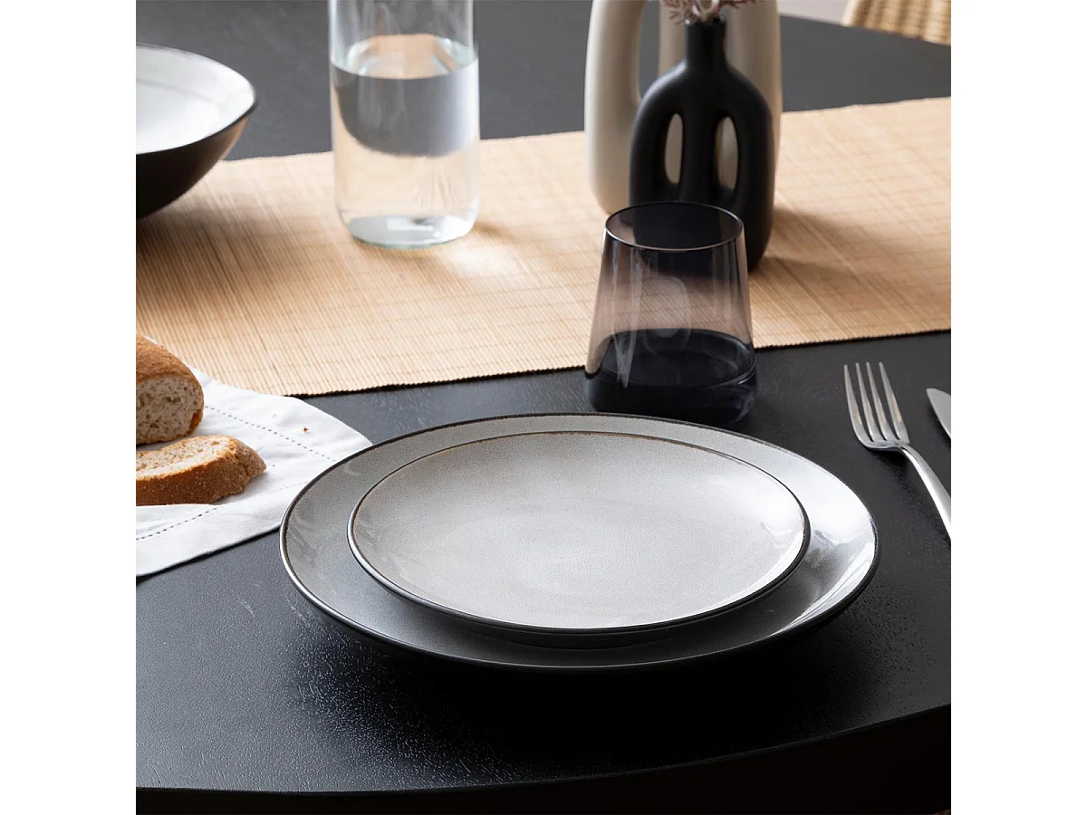 Lot de 6 Assiettes Plates "Diane" 27cm Beige