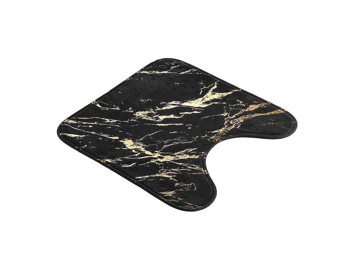 Tapis Contour WC Imprimé "Aquamarbre" 45cm Noir & Or