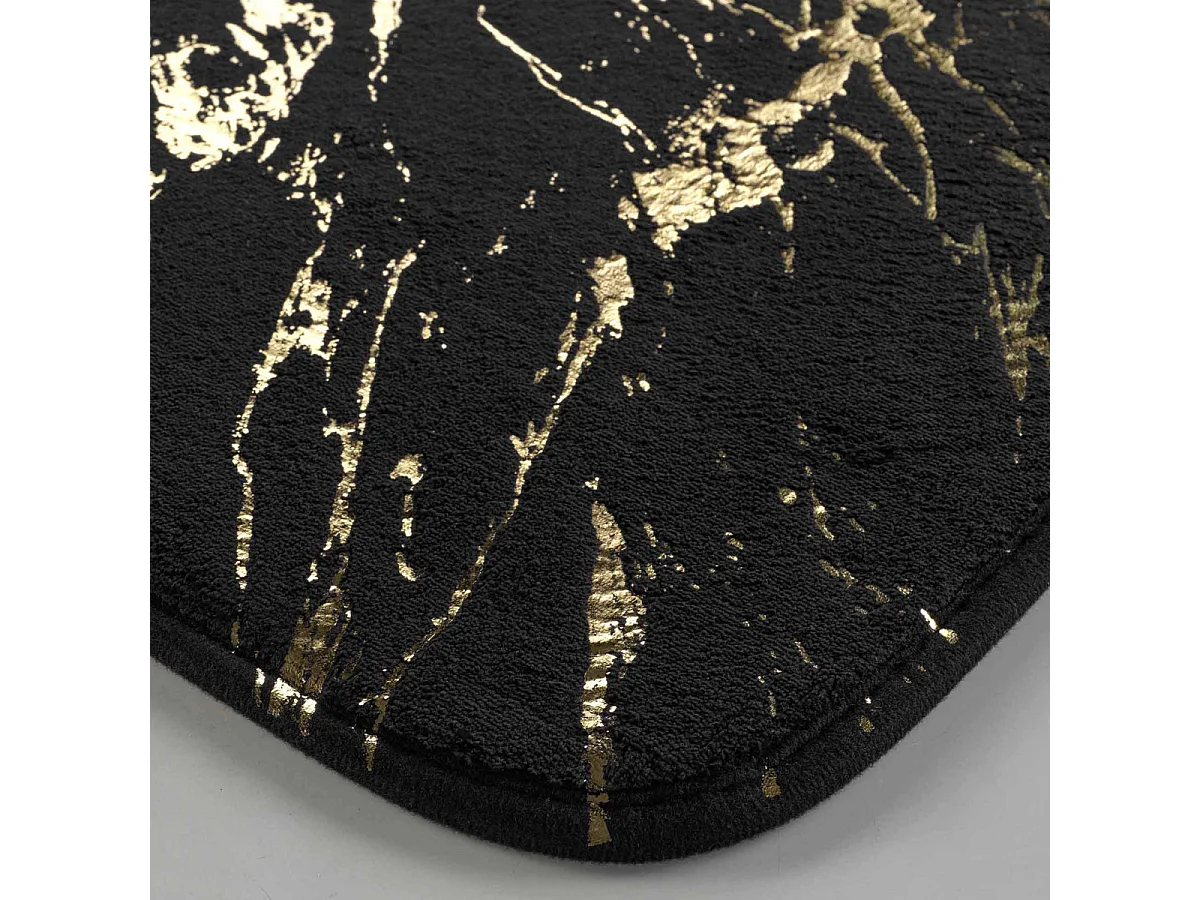 Tapis Contour WC Imprimé "Aquamarbre" 45cm Noir & Or