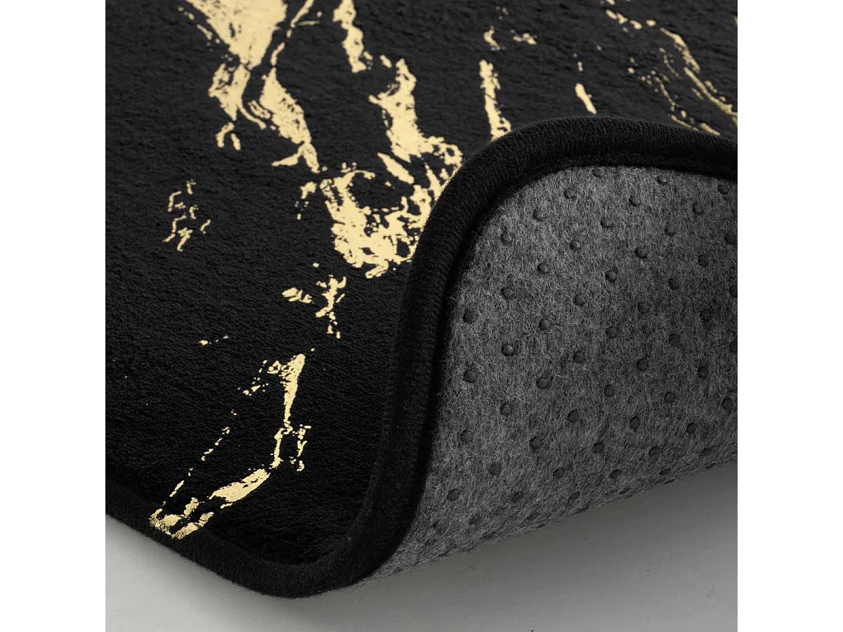 Tapis Contour WC Imprimé "Aquamarbre" 45cm Noir & Or