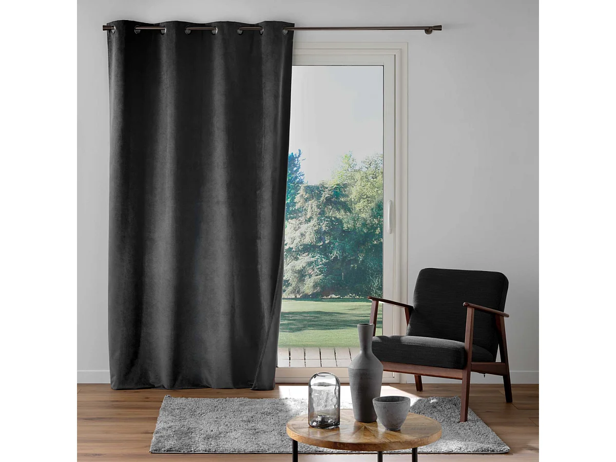 Rideau Occultant en Velours "Olympe" 140x260cm Anthracite