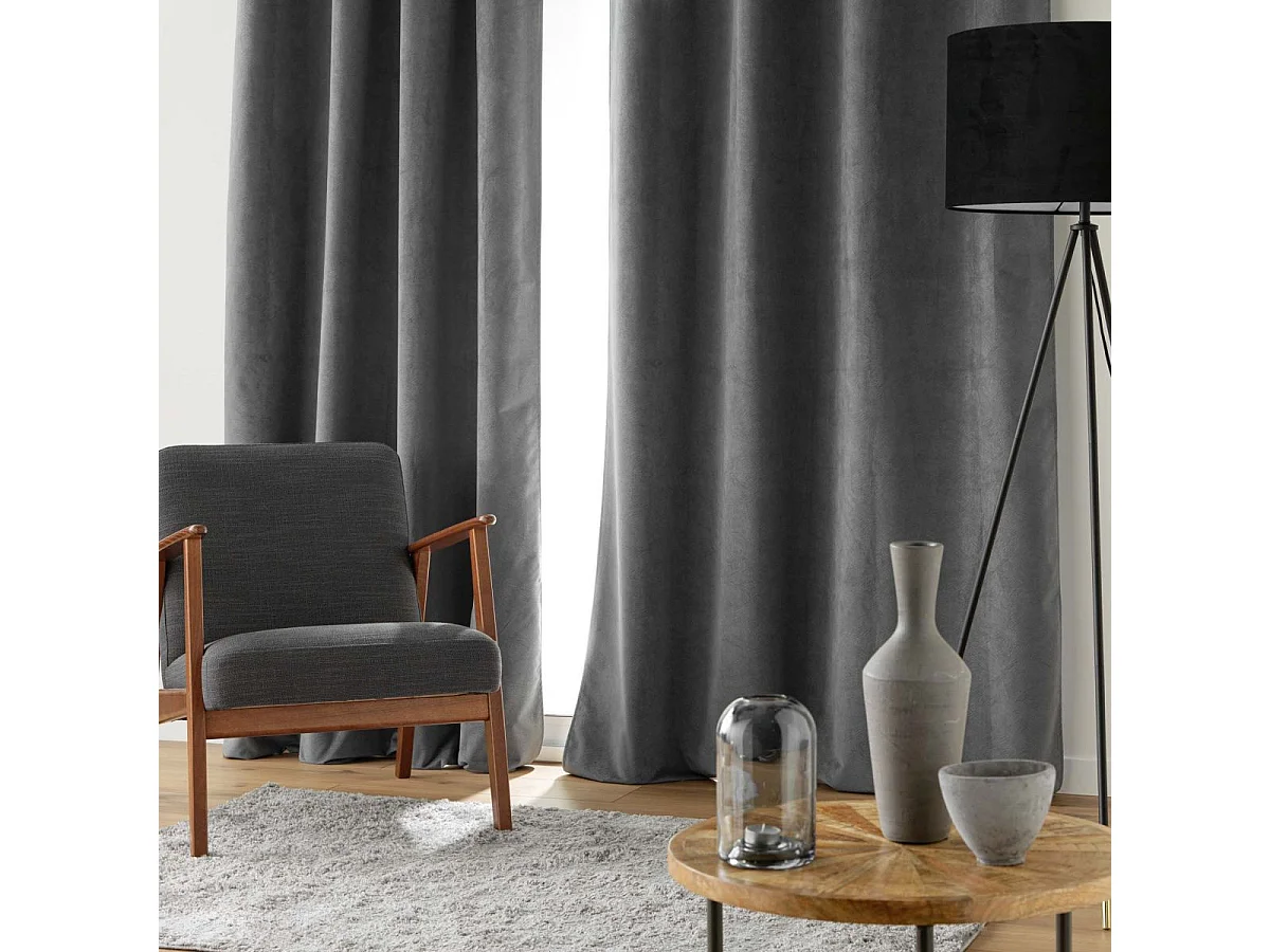 Rideau Occultant en Velours "Olympe" 140x260cm Anthracite