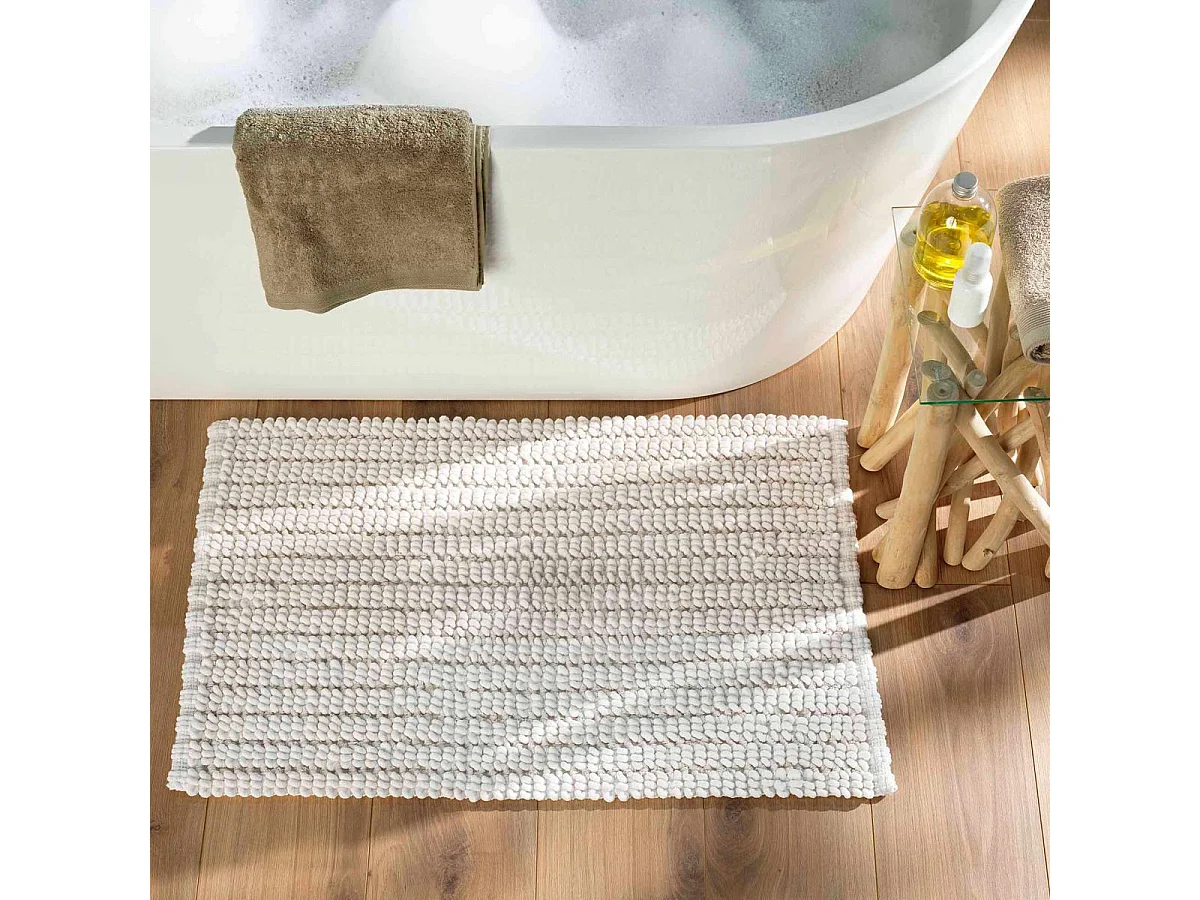 Tapis de Bain en Chenille "Voltis" 50x80cm Blanc
