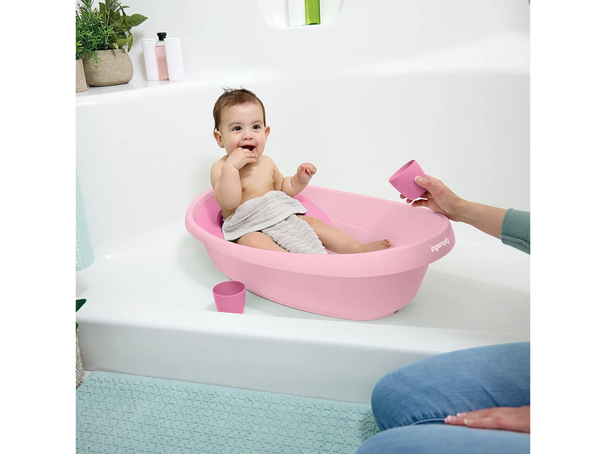 INGENUITY Baignoire évolutive 4-en-1 avec hamac en tissu et siège de maintien, Rose