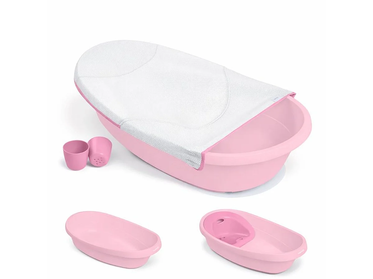 INGENUITY Baignoire évolutive 4-en-1 avec hamac en tissu et siège de maintien, Rose