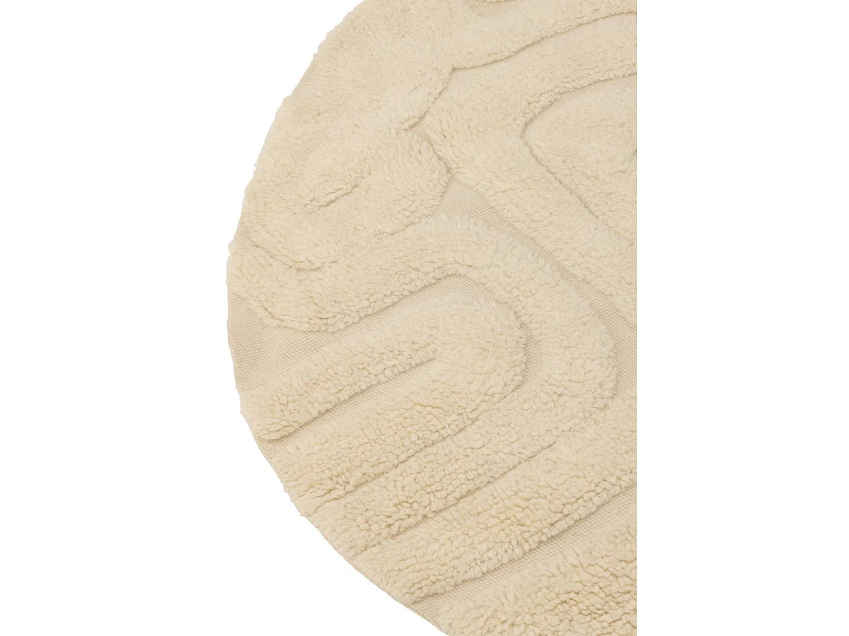 Tapis Rond en Laine "Lignes Abstraites" 150cm Écru