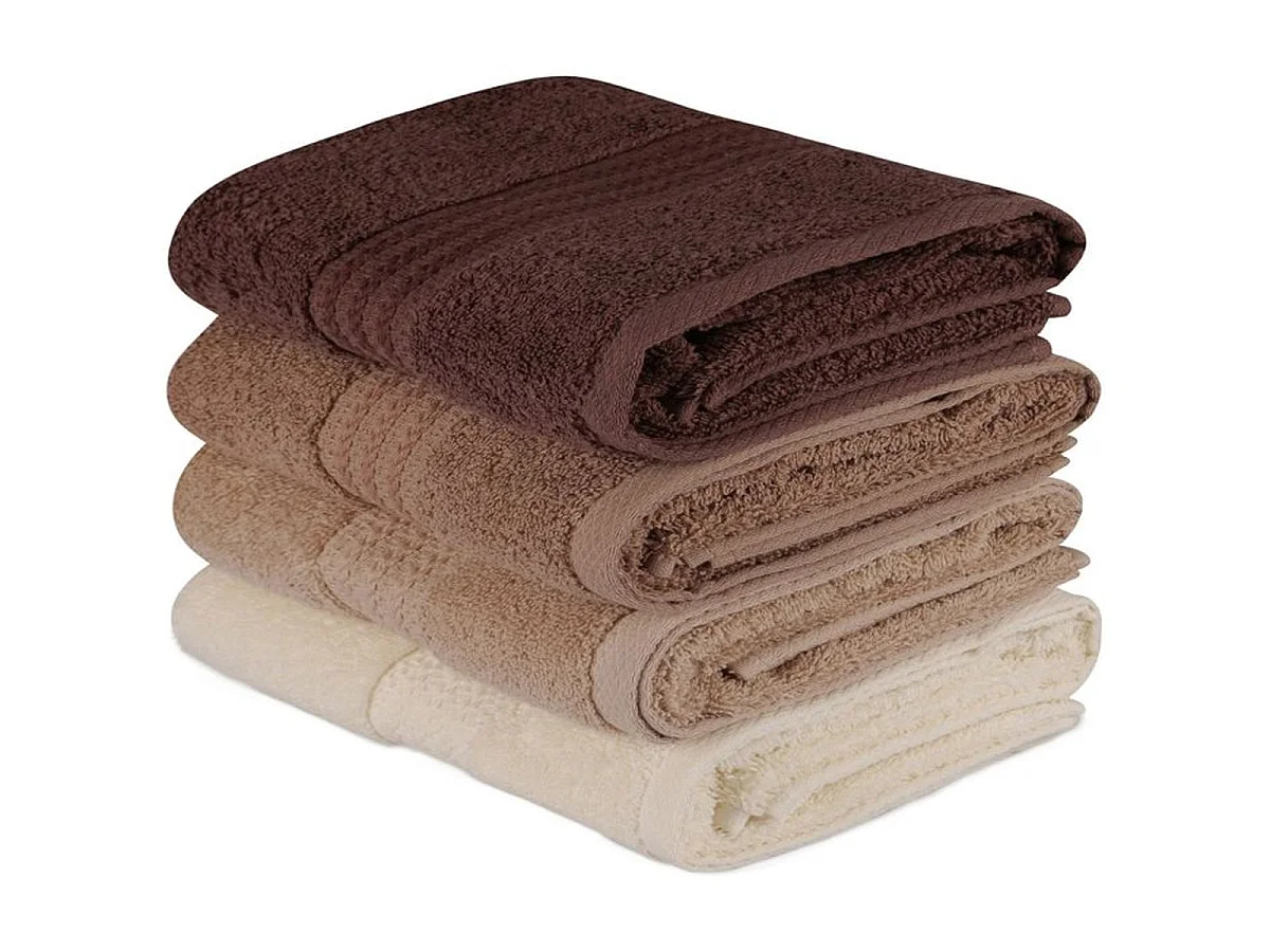 ASIR Mansion - Ensemble de 4 serviettes à main 50 x 90 cm en coton - Beige crème