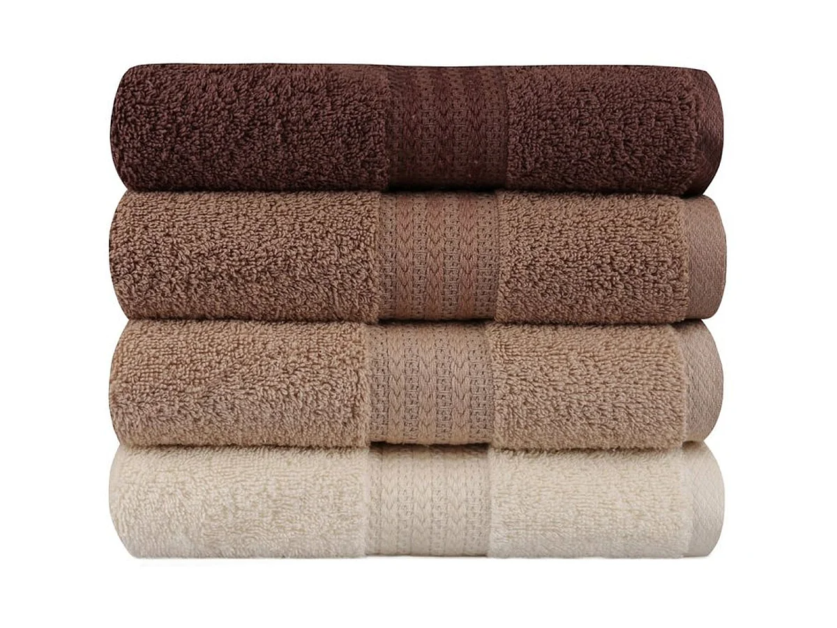 ASIR Mansion - Ensemble de 4 serviettes à main 50 x 90 cm en coton - Beige crème