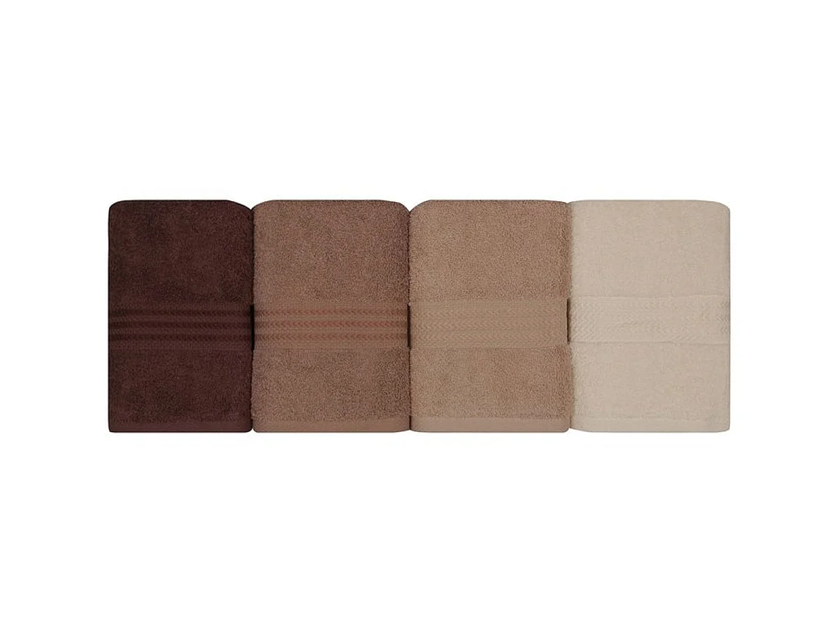 ASIR Mansion - Ensemble de 4 serviettes à main 50 x 90 cm en coton - Beige crème