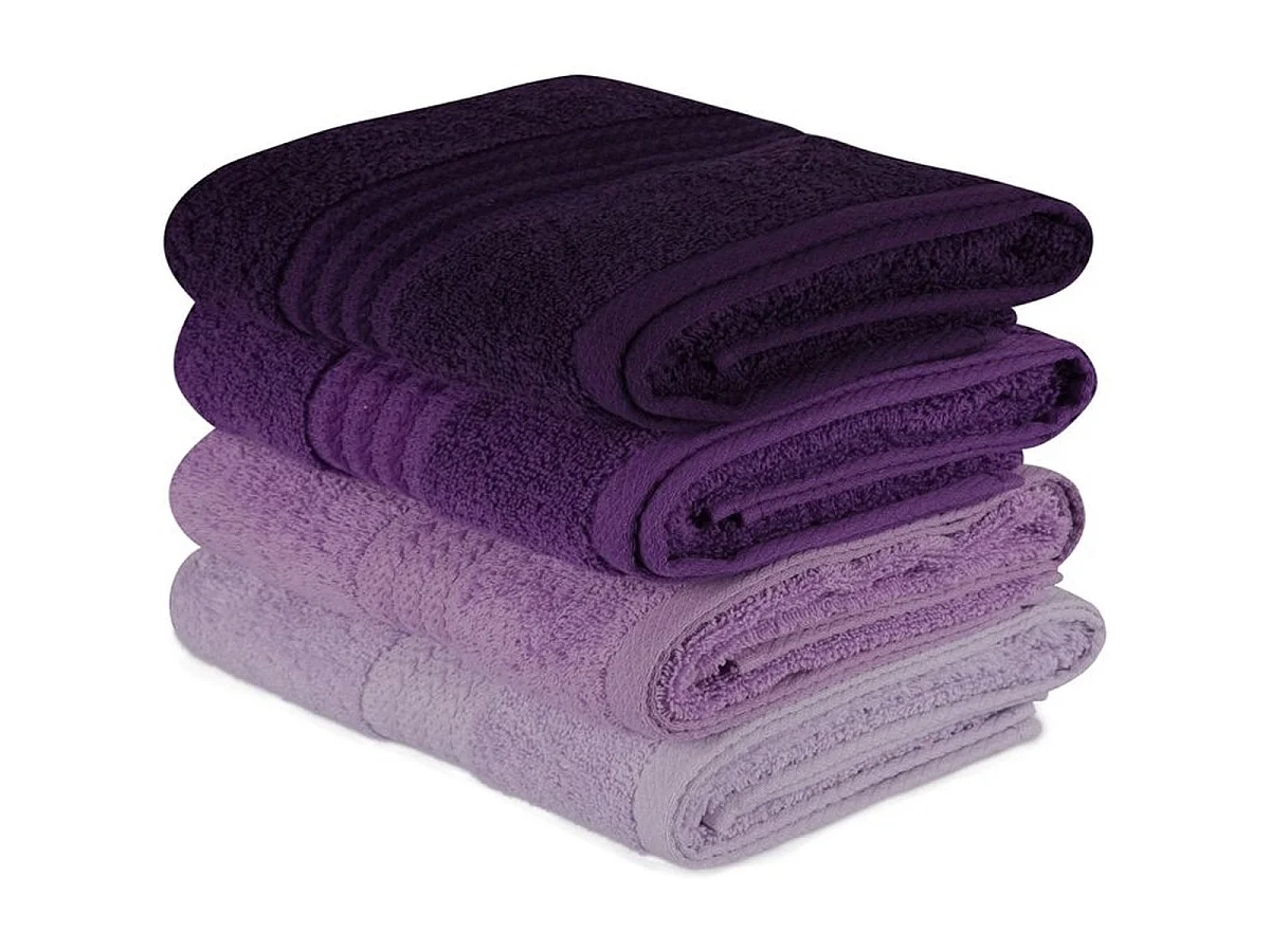 ASIR - Ensemble de 4 serviettes à main 50 x 90 cm, 500 g/m², Violet