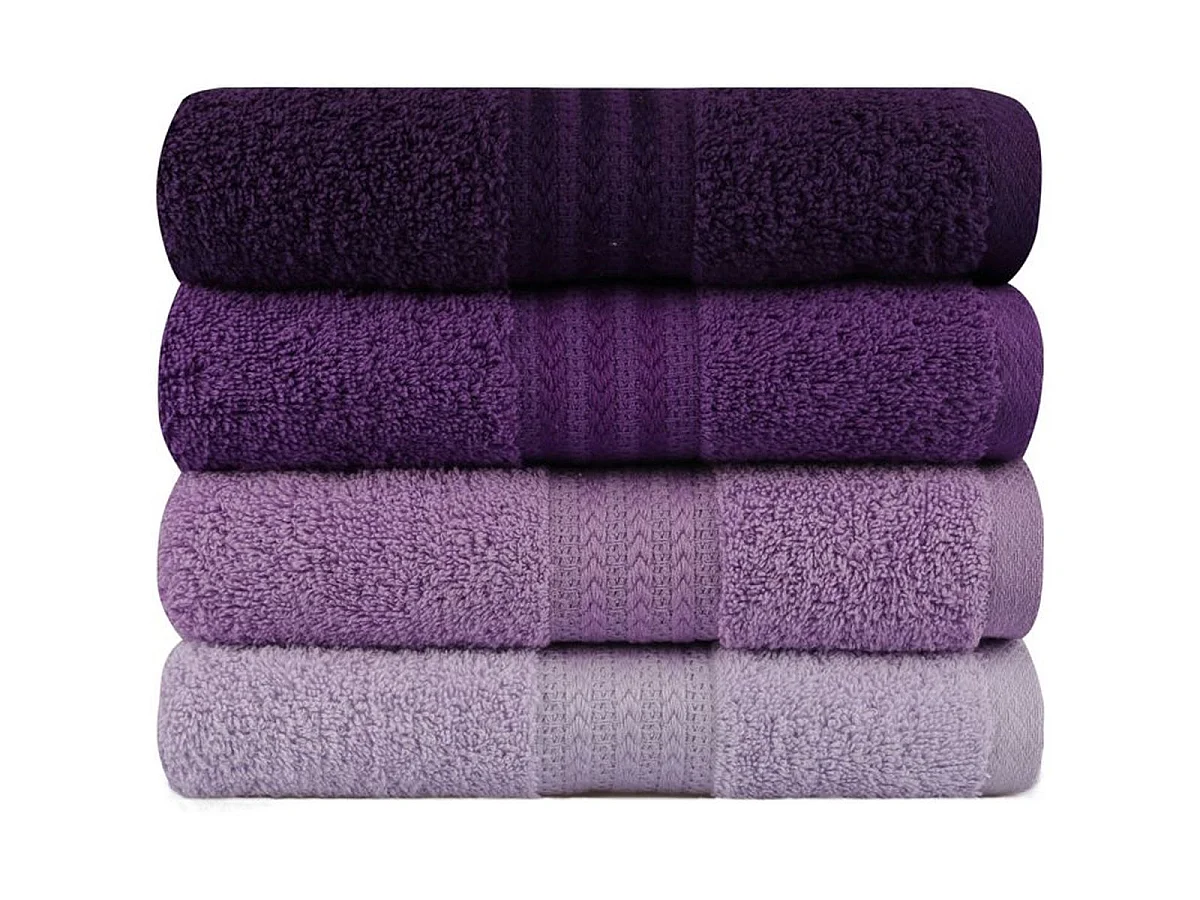 ASIR - Ensemble de 4 serviettes à main 50 x 90 cm, 500 g/m², Violet
