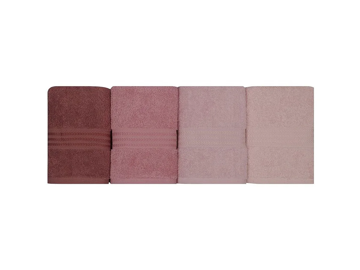 Ensemble de 4 serviettes de toilette ASIR GRUP 100% coton 50 x 90 cm - Rose clair, Rose poudré, Rose, Crème