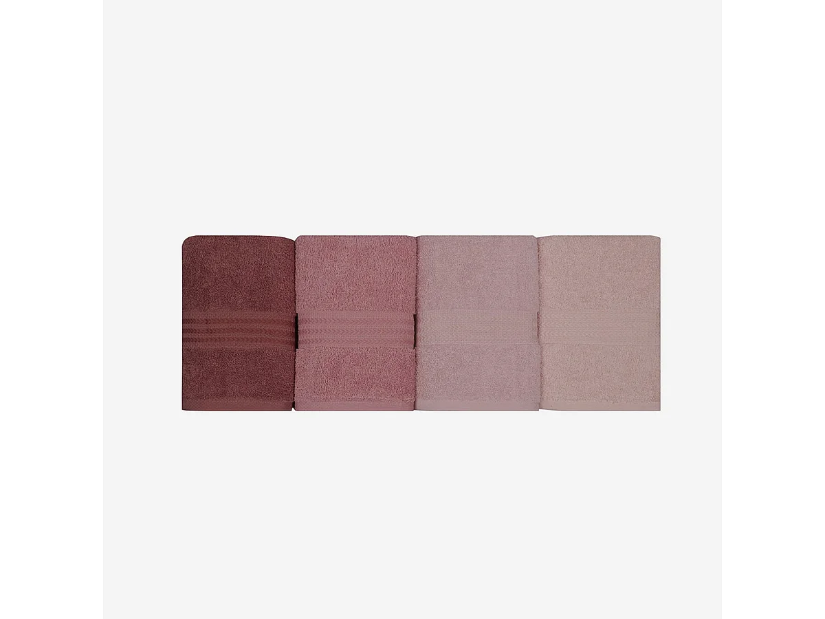 Ensemble de 4 serviettes de toilette ASIR GRUP 100% coton 50 x 90 cm - Rose clair, Rose poudré, Rose, Crème