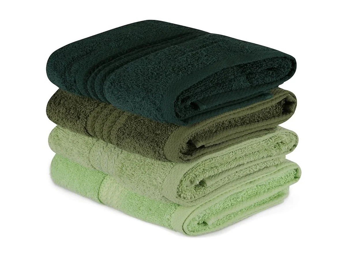 Set de 4 serviettes à main en coton 50 x 90 cm – Tons de vert