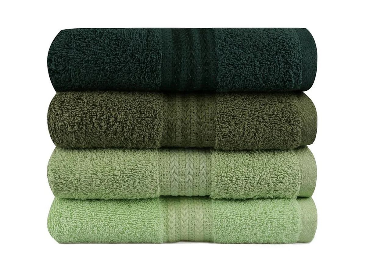 Set de 4 serviettes à main en coton 50 x 90 cm – Tons de vert