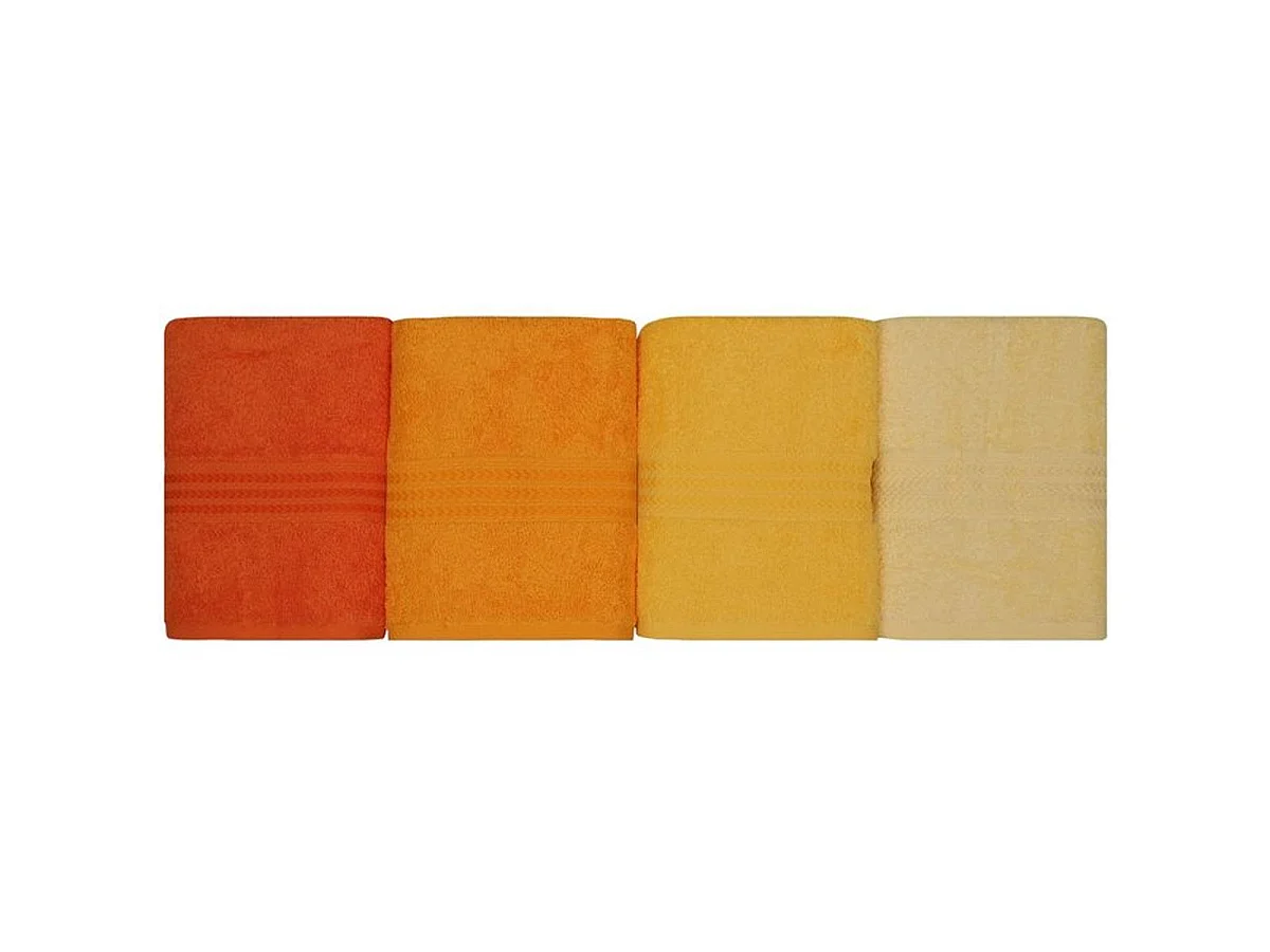 Ensemble de 4 serviettes à main jaunes 100% coton 50 x 90 cm - Éponge moelleuse, Oeko‑Tex