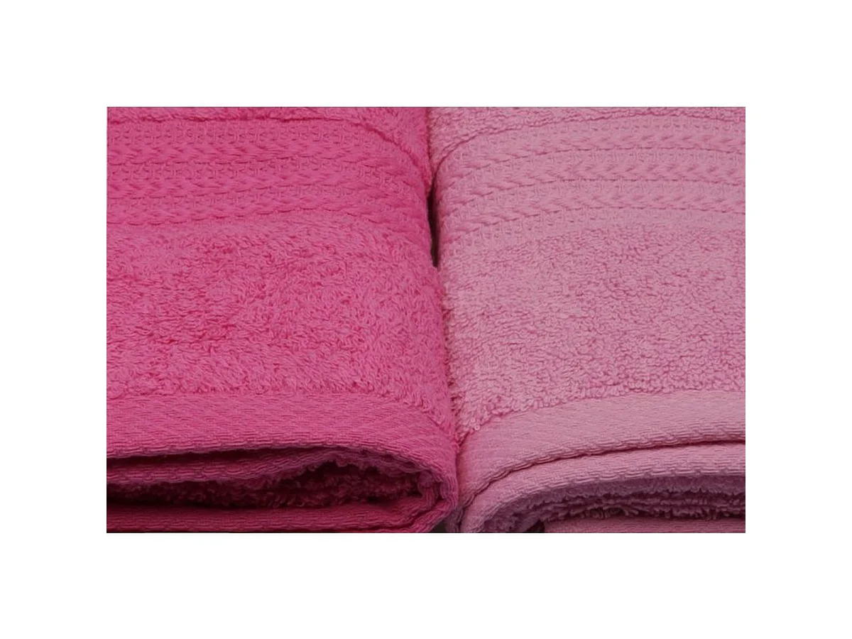 Lot de 4 serviettes à main roses 100% coton 50 x 90 cm - Bande tissée décorative