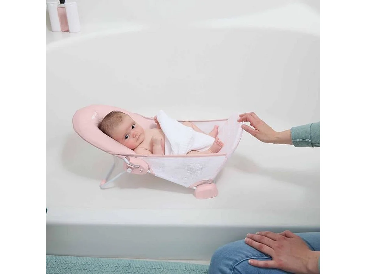 INGENUITY Opvouwbare Babybadstoel met Gewatteerde Hoofdsteun, 2 Posities, Roze
