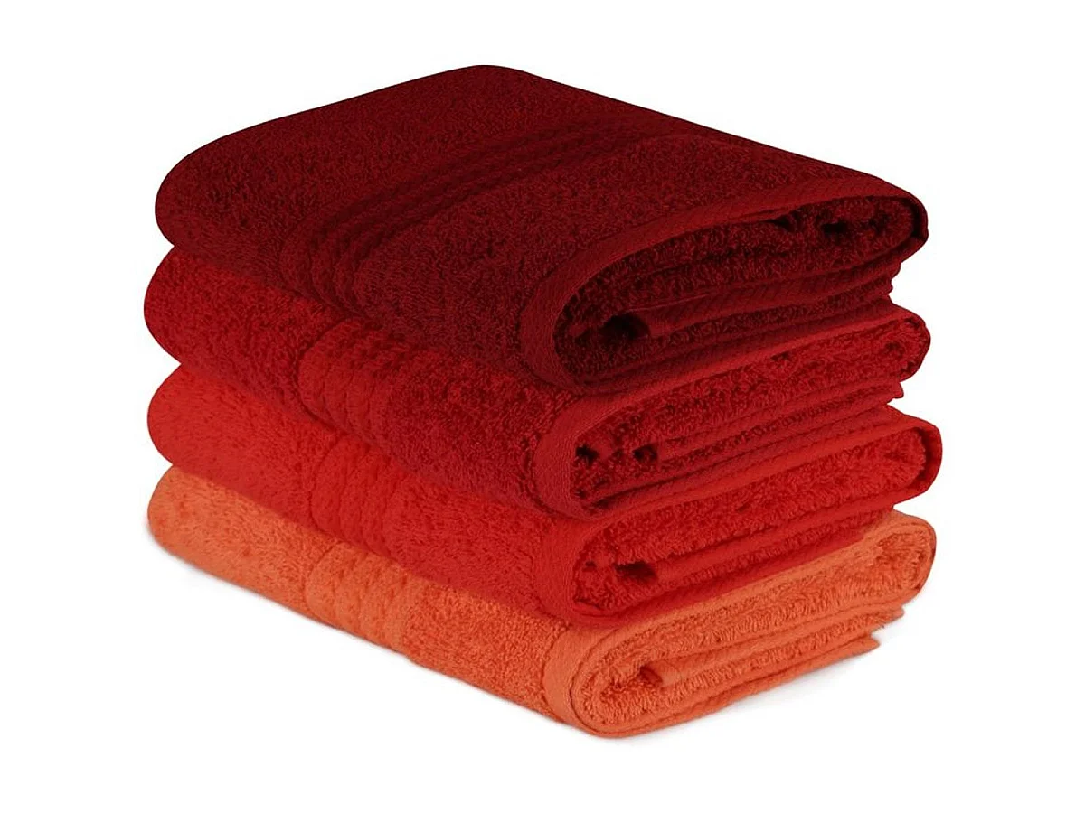 Set de 4 serviettes à main en coton 50 x 90 cm – Tons orange