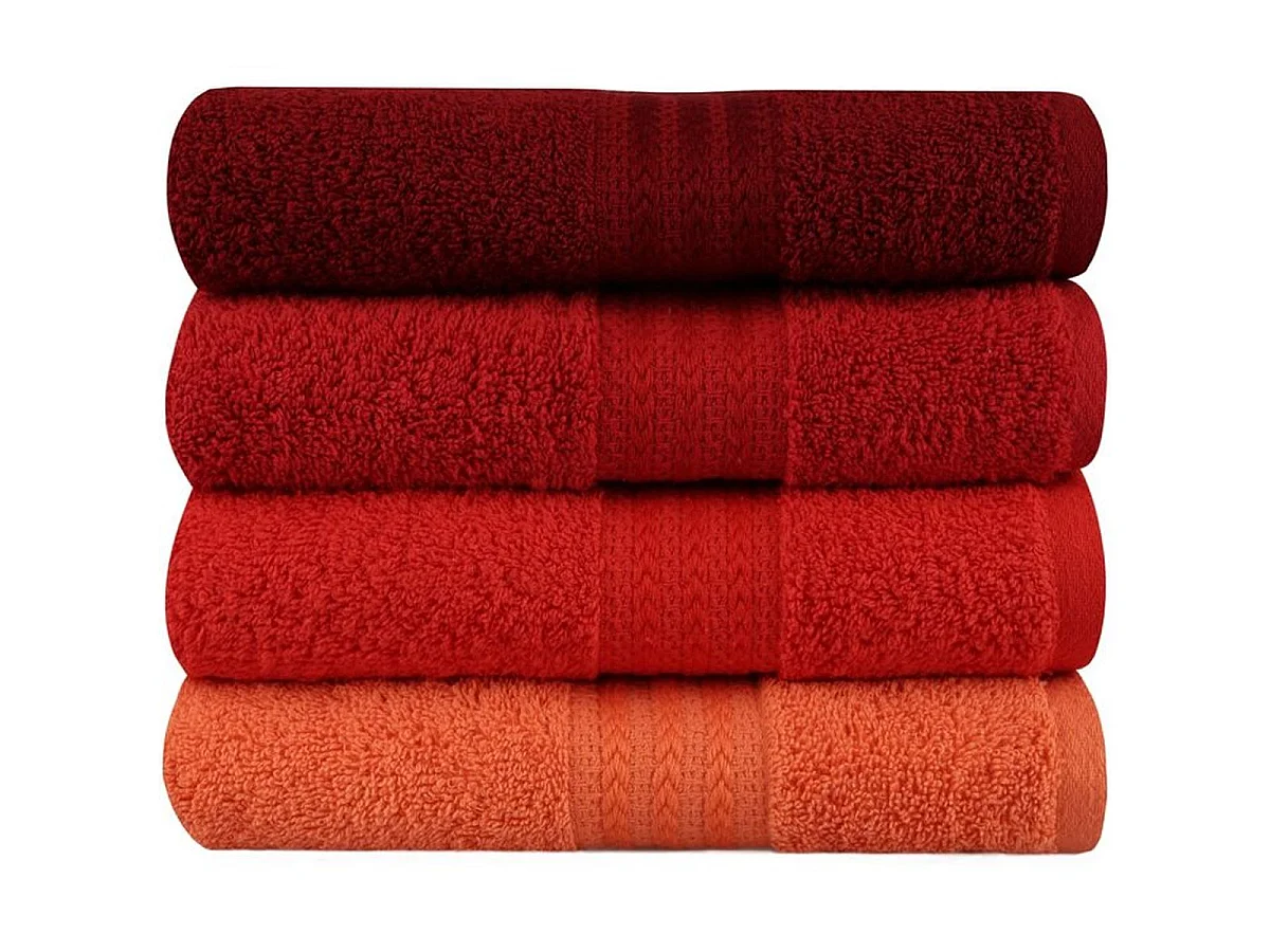 Set de 4 serviettes à main en coton 50 x 90 cm – Tons orange