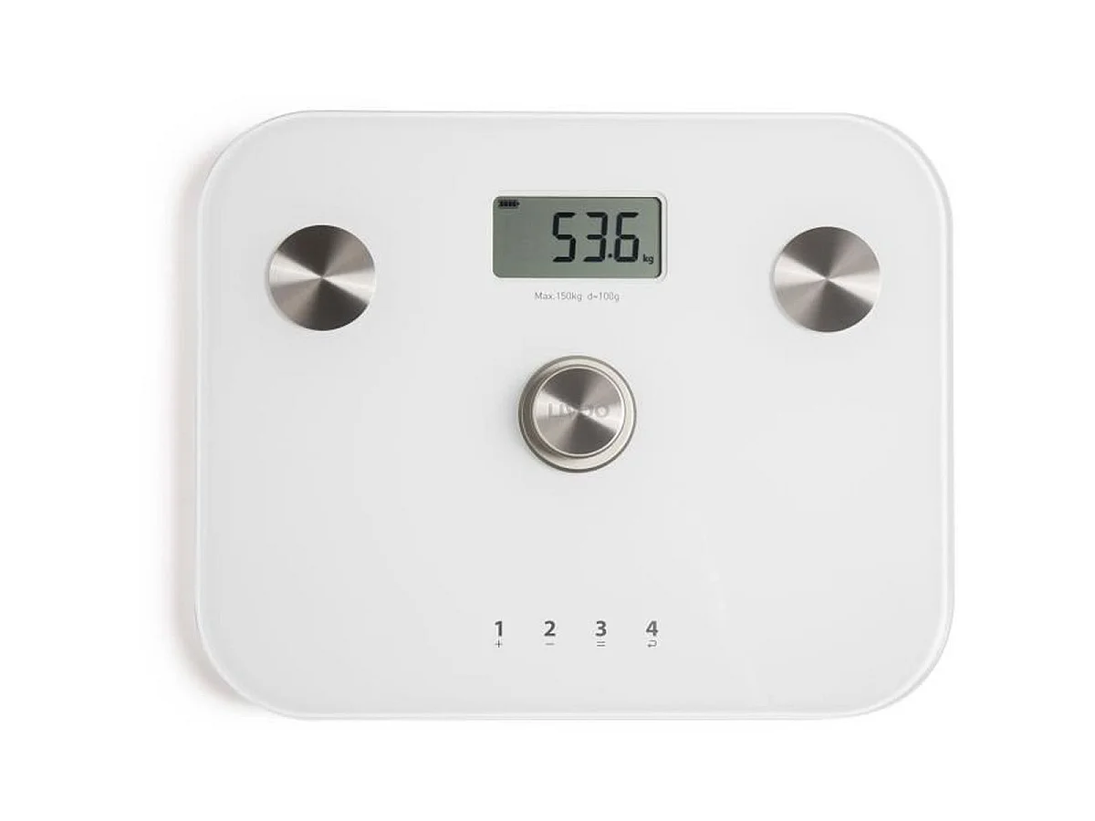 Pèse-personne impédancemètre LIVOO DOM465W sans pile (dynamo) 150 kg - Blanc