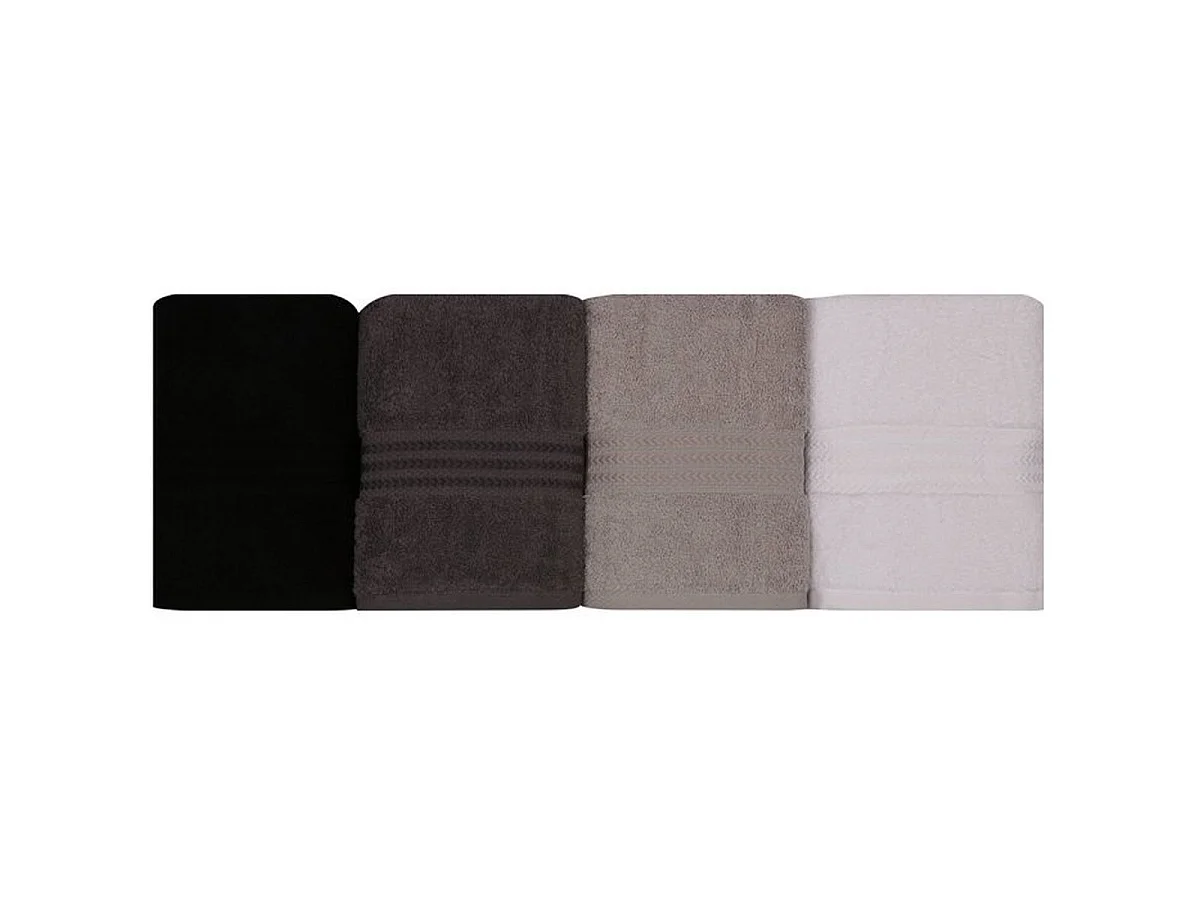 Ensemble de 4 serviettes à main 50 x 90 cm — coton 100% (Blanc, Gris, Anthracite, Noir)