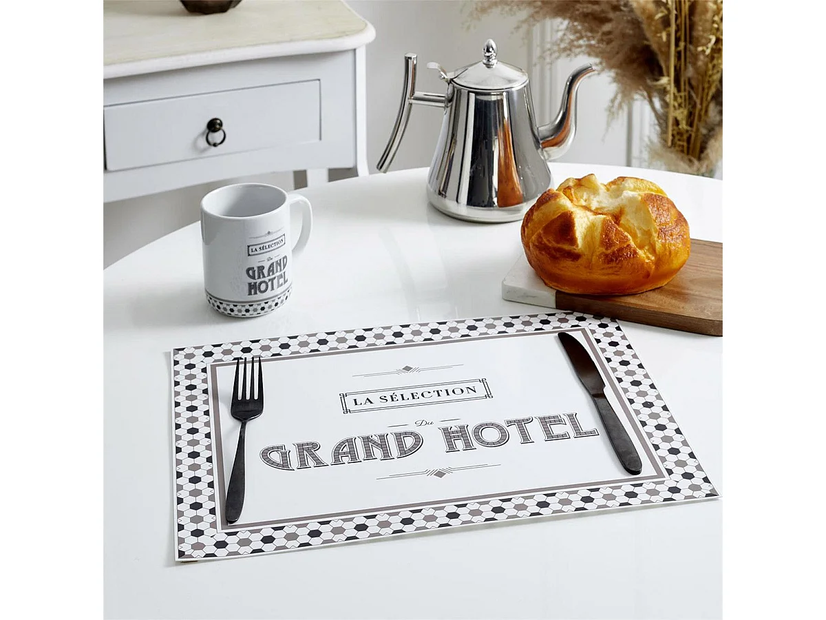 Set de Table Imprimé "Grand Hôtel" 30x40cm Blanc