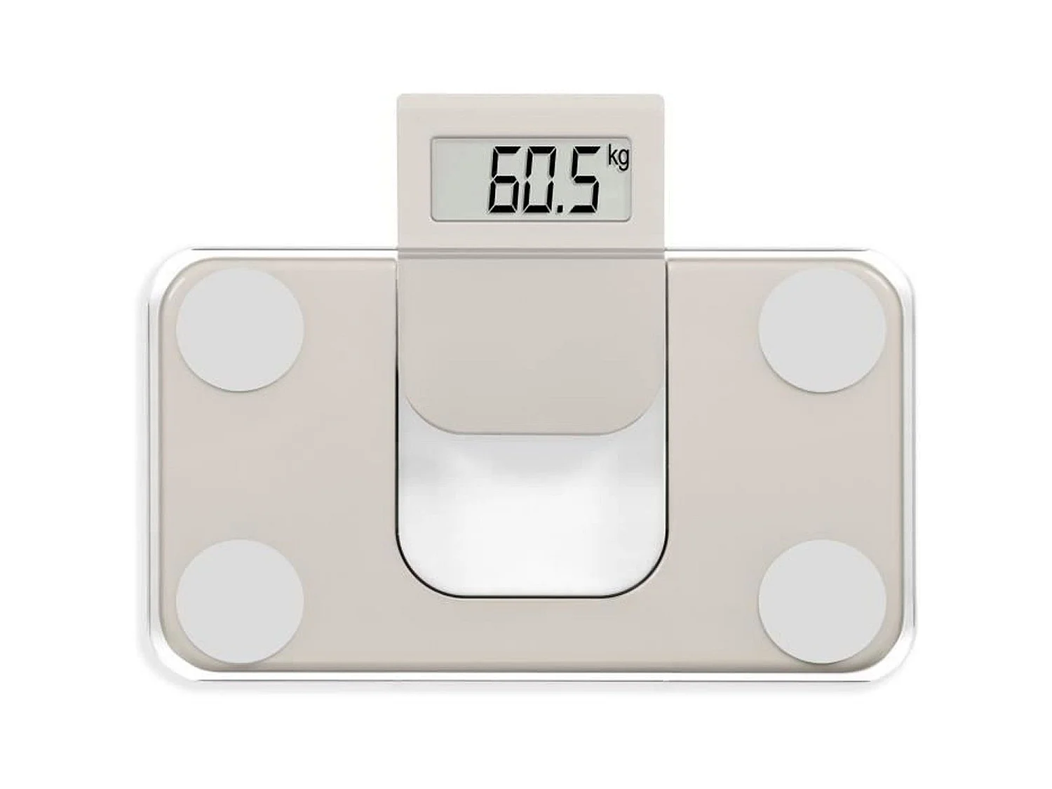 Mini pèse-personne électronique max 180 kg, LCD, verre trempé, marche-arrêt auto - Crème