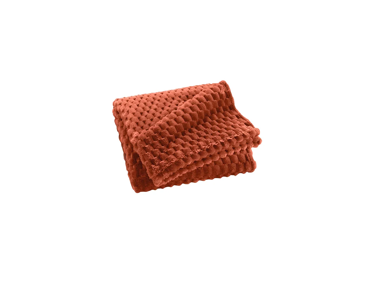 Plaid Flanelle en Relief "Mini Frosty" 125x150cm Terracotta